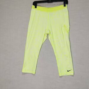 Nike Dri Fit Women's Size Medium Yellow White Base Layer Cropped Leggings